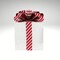 Foam Wrapped Present – 6.75"H Christmas Gift Box with Candy Stripe Bow-XC8348